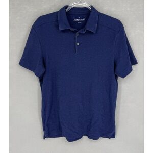 Artefact Polo Shirt Mens Medium Blue Solid Soft Knit Casual Short Sleeve Comfort